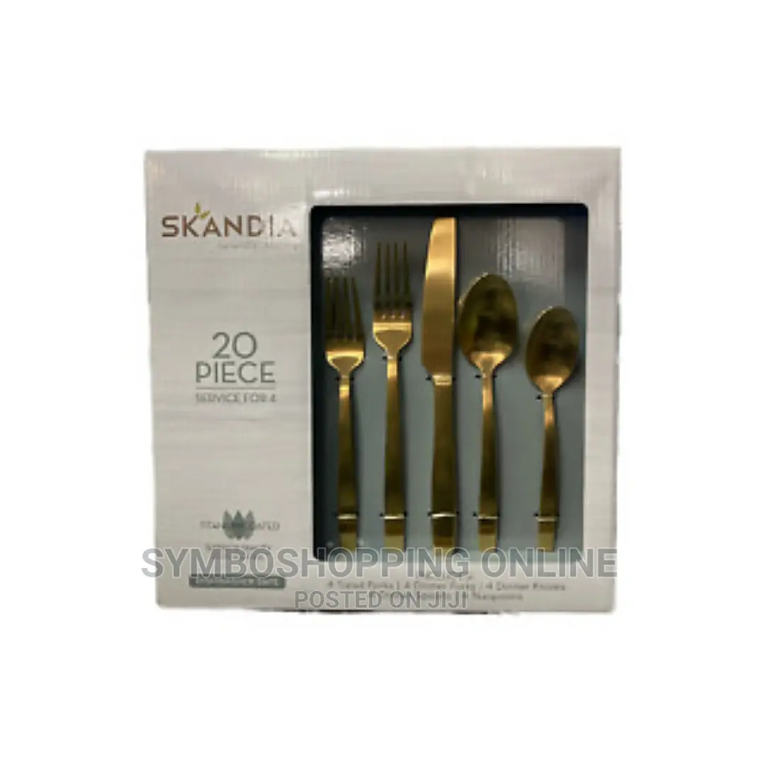20 Pc Skandia Flatware Satin Gold Service for 4