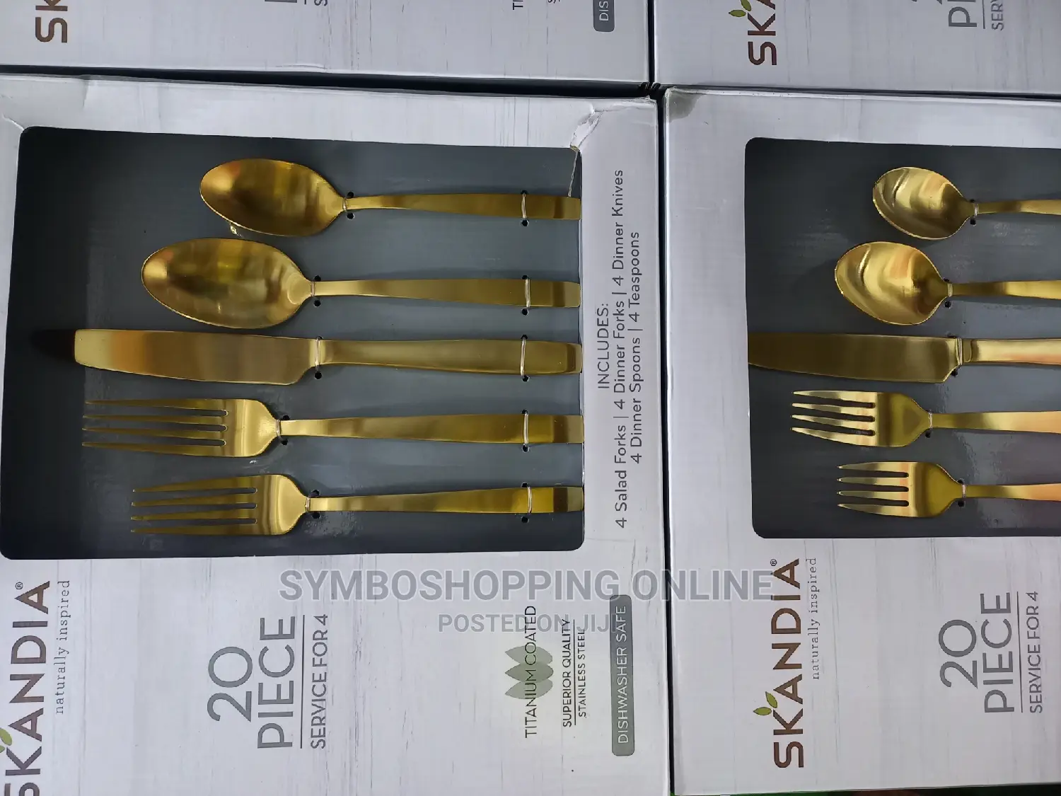 20 Pc Skandia Flatware Satin Gold Service for 4