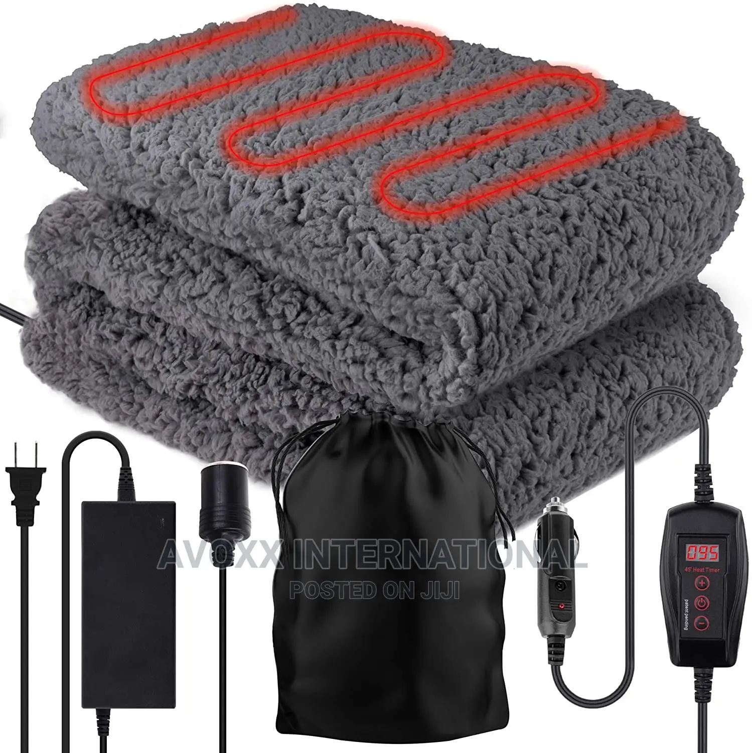 Zone Tech 12v Sherpa Fleece Travel Blanket - Grey