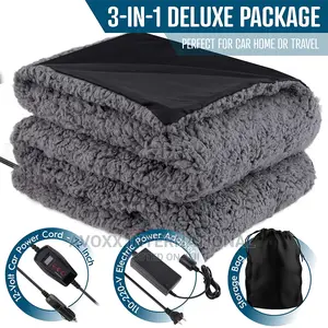 Zone Tech 12v Sherpa Fleece Travel Blanket - Grey