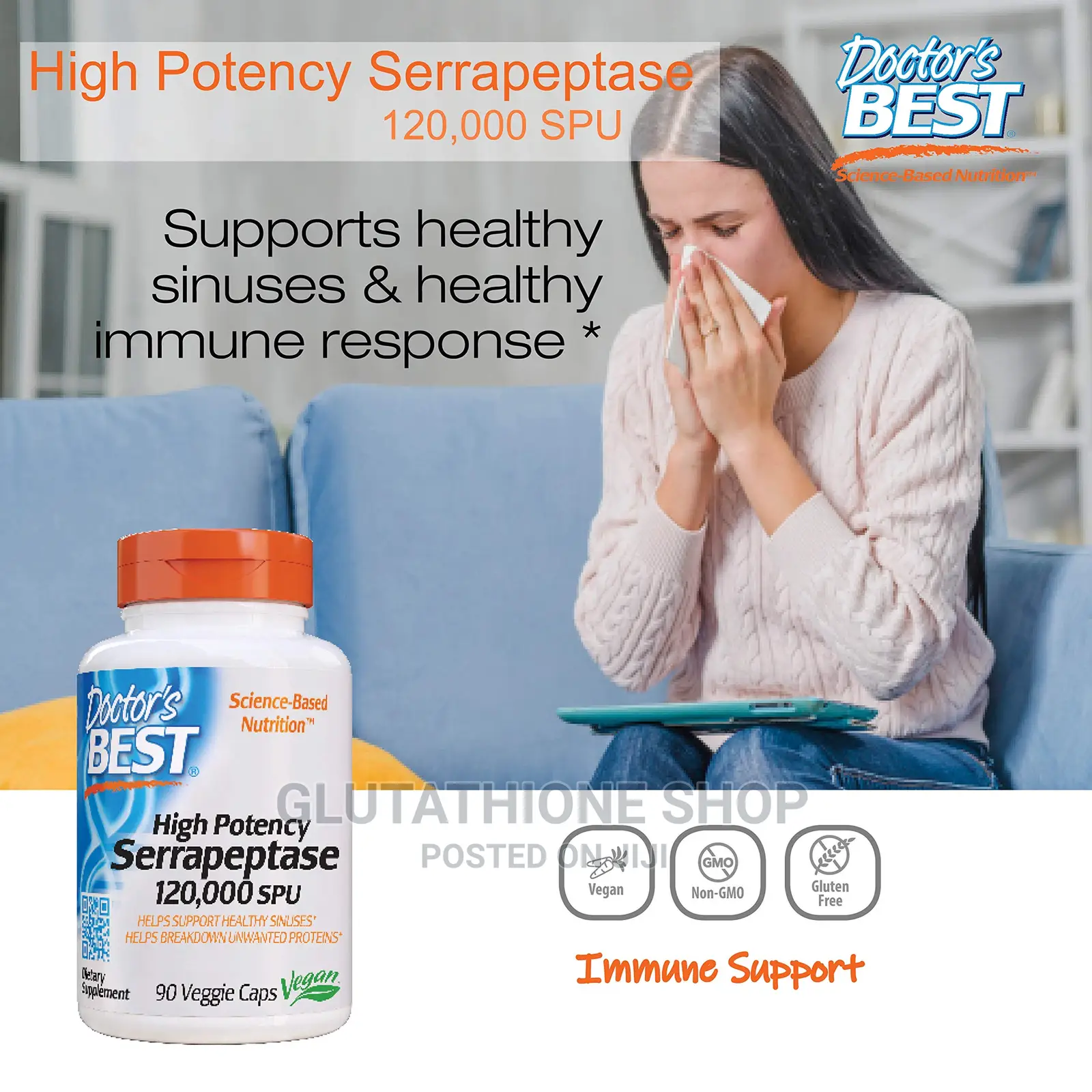 Doctor's Best High Potency Serrapeptase 120,000 Spu