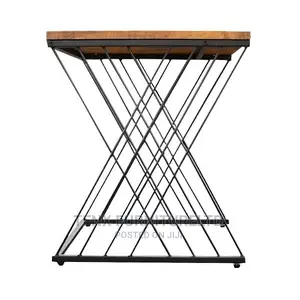 End Table (Metal Base )Wooden Top