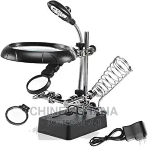 Magnifier With Soldering Iron Stand and Board Holder