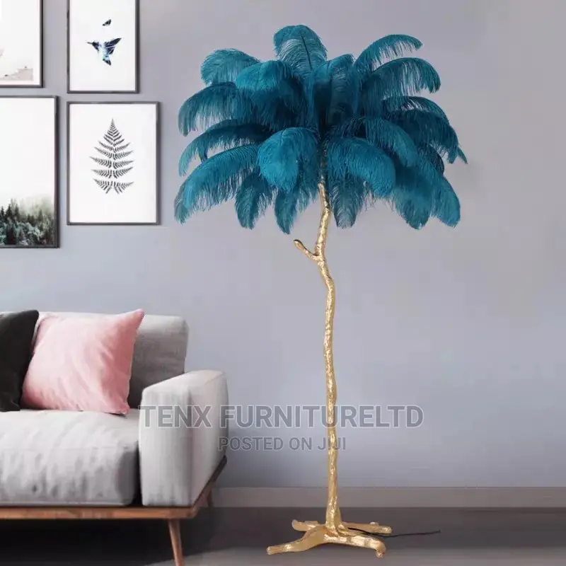 Floor Lamp Ostrich Blue Feather