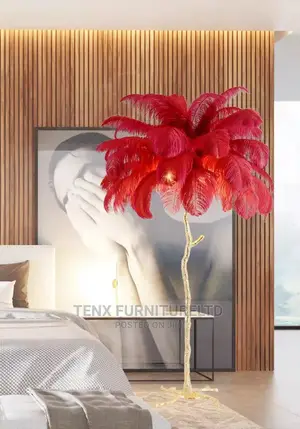 FLOOR LAMP ( Ostrich RED Feather )