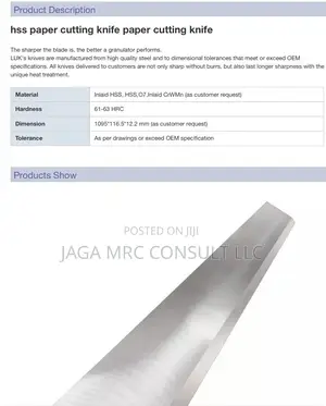 Paper Cutter Blade