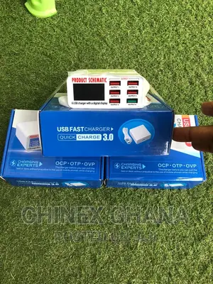 6 USB Ports Fast Charger With LCD Digital Display,