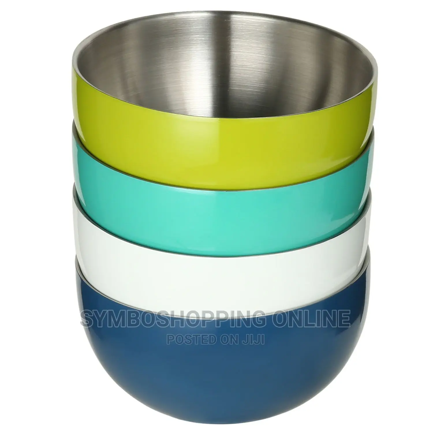 Stainless-Steel Double-Wall Bowl Set, 4 Pack Assorted Colors