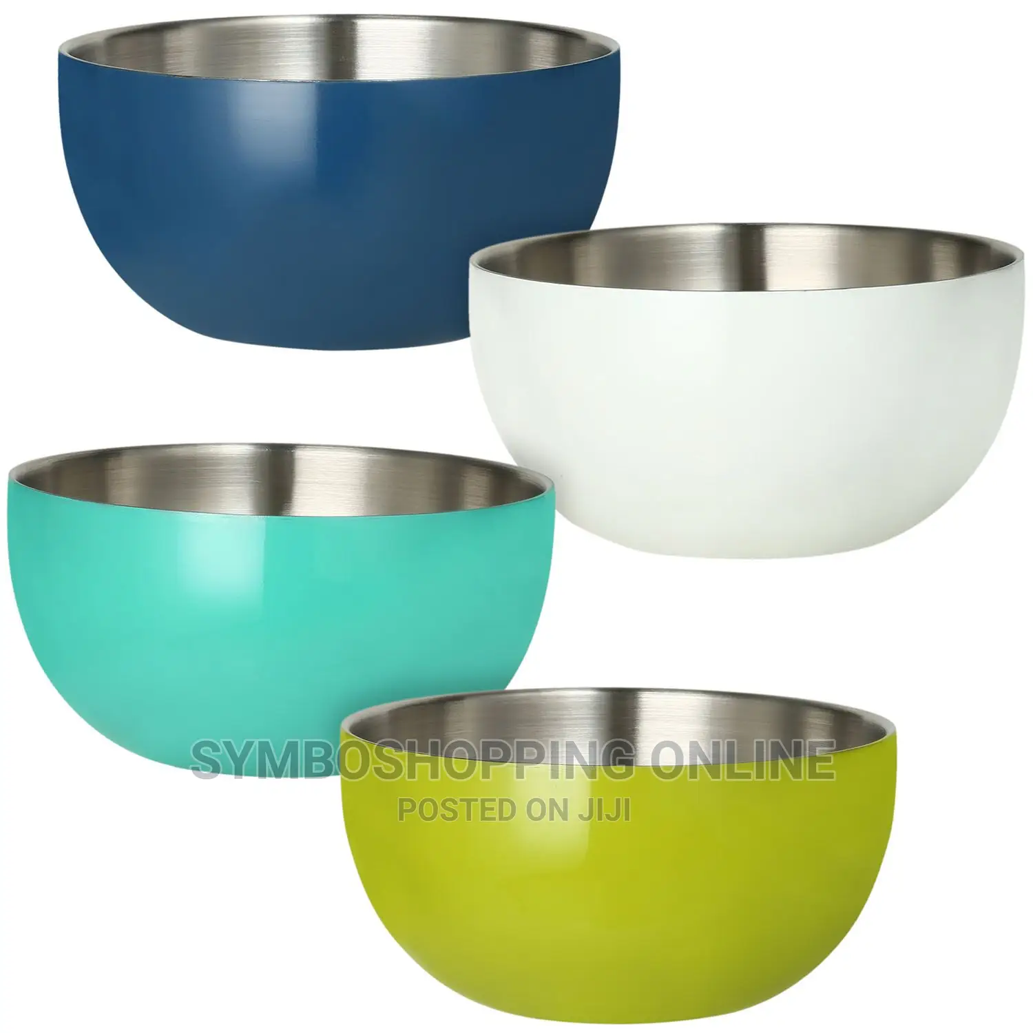 Stainless-Steel Double-Wall Bowl Set, 4 Pack Assorted Colors