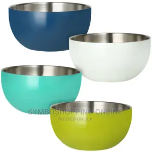 Stainless-Steel Double-Wall Bowl Set, 4 Pack Assorted Colors