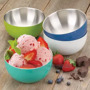 Stainless-Steel Double-Wall Bowl Set, 4 Pack Assorted Colors