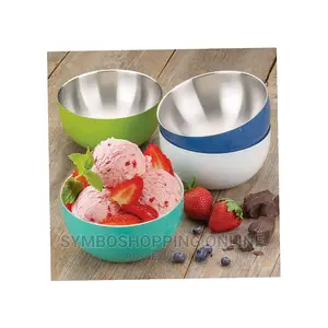 Stainless-Steel Double-Wall Bowl Set, 4 Pack Assorted Colors