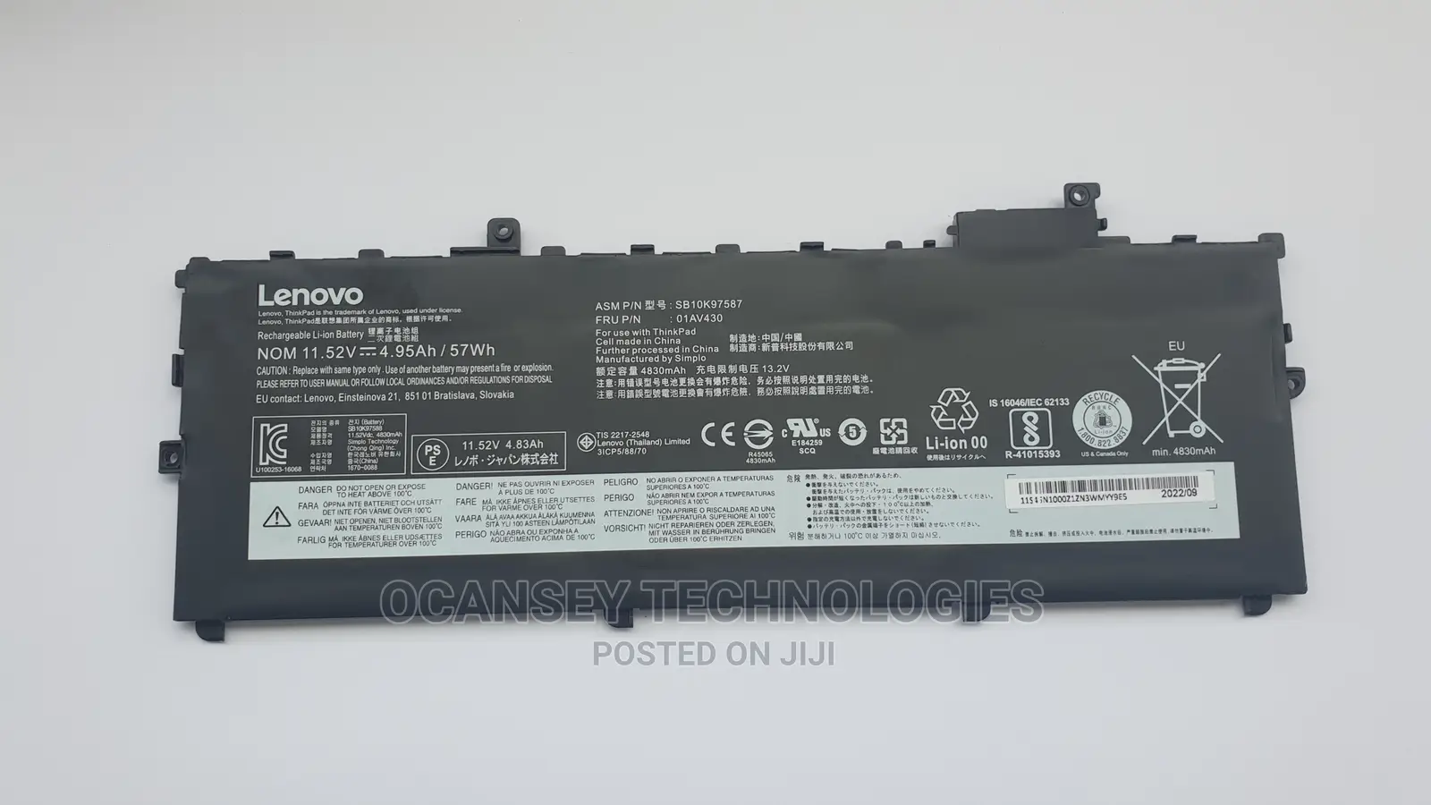 Original Lenovo X1 Carbon 5th,6th Gen 01av430 Battery