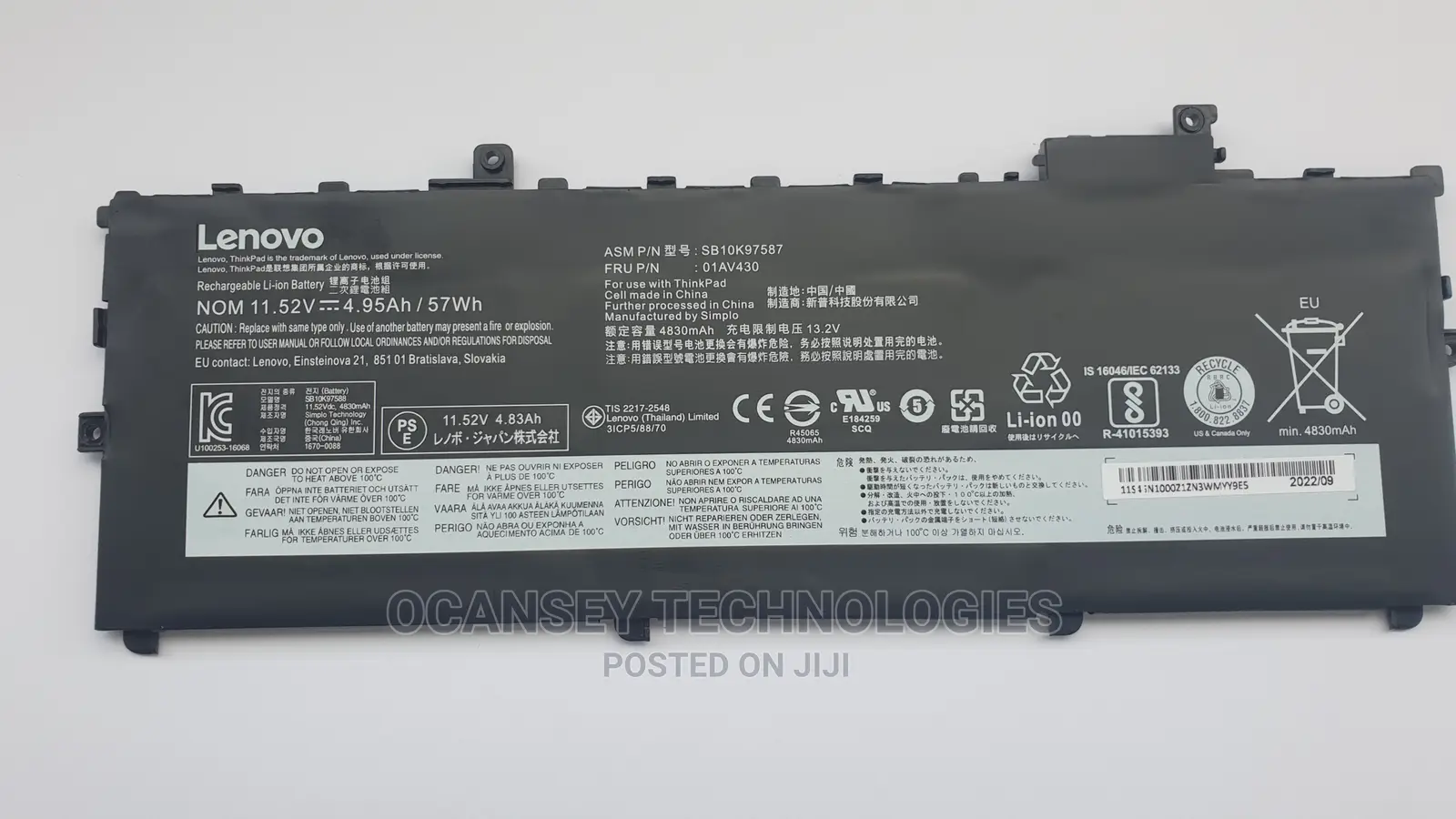Original Lenovo X1 Carbon 5th,6th Gen 01av430 Battery