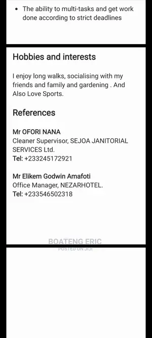 Housekeeping Cleaning CV