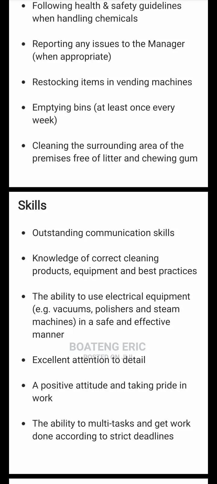 Housekeeping Cleaning CV