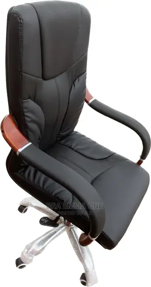 Executive Leather Chair With Wooden Armrests