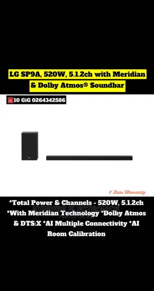 SP9A LG SP9A 5.1.2 Channel 520W Sound Bar With Dolby Atmos