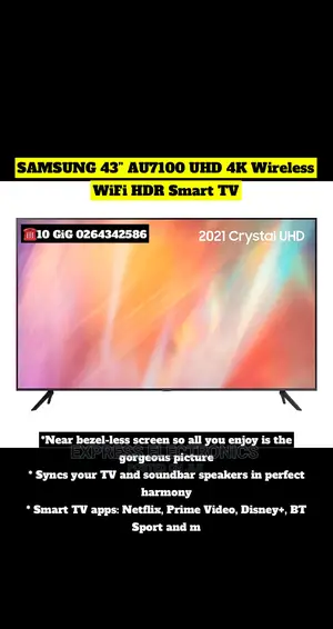 Best Samsung 43”AU7100 UHD Wireless Wi-Fi HDR Smart Tv