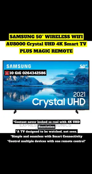 Samsung 50” Wireless Wi-Fi AU8000 Crystal UHD Smart Tv
