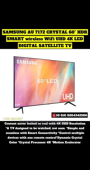 Samsung Au 7172 Crystal 60’’ Hdr Smart Wireless Wi-Fi Uhd