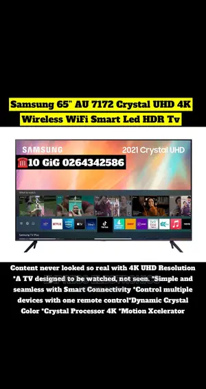 Samsung 65” Au7172 Crystal Uhd Wireless Wi-Fi Smart LED