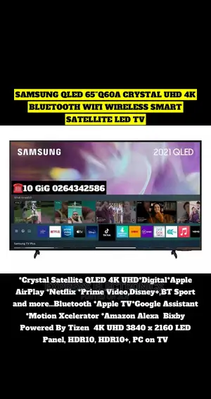 Samsung QLED 65” Q60A Crystal UHD Bluetooth Wi-Fi Tv