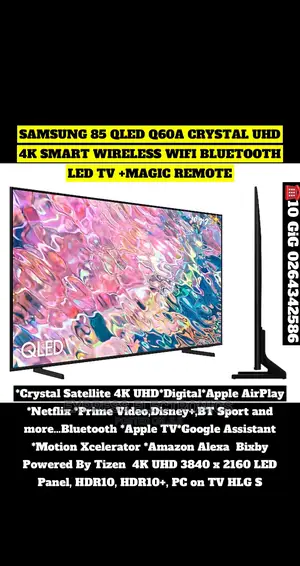 Samsung 85” QLED Q60A Crystal UHD Smart Wireless Wi-Fi