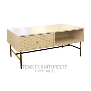 Coffee Table ( Wood and Metal)GOLD AND WHITE COLOUR