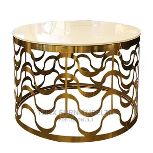 Coffee Table : (Marble Stone) Top White and Gold