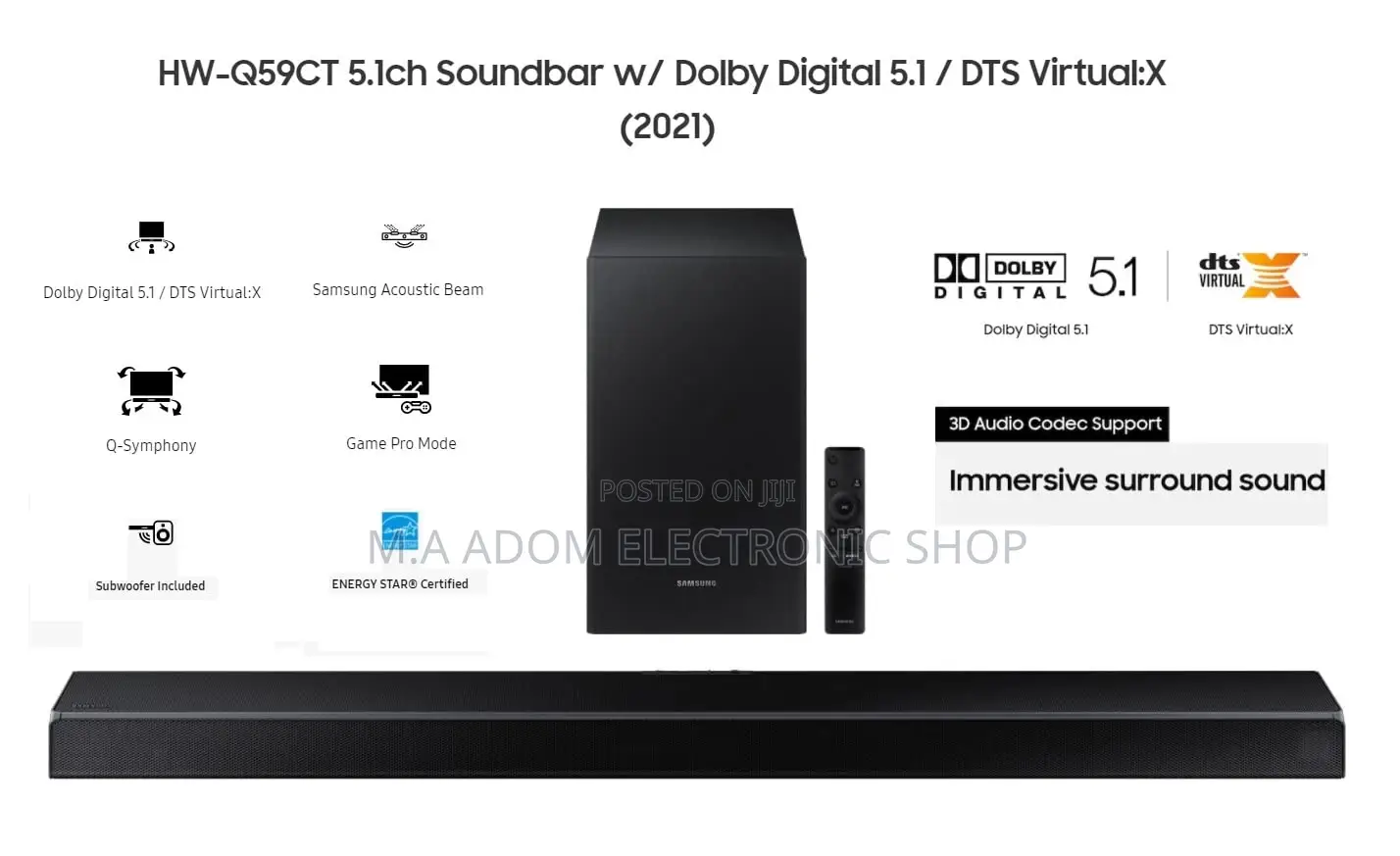 Samung 5.1ch 330watts Bluetooth Wireless Sound Bar