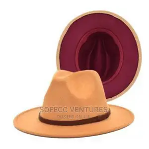 Brown With Wine 2-Color Fedora Hat - Unisex