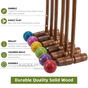 Pointyard 32inchs Six Player Croquet Set, Regulation