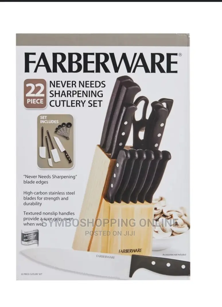 Farberware 22-Piece Never Needs Sharpening Knife Block Set