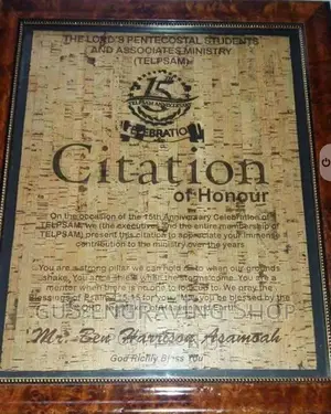 Wooden Citation in Frame