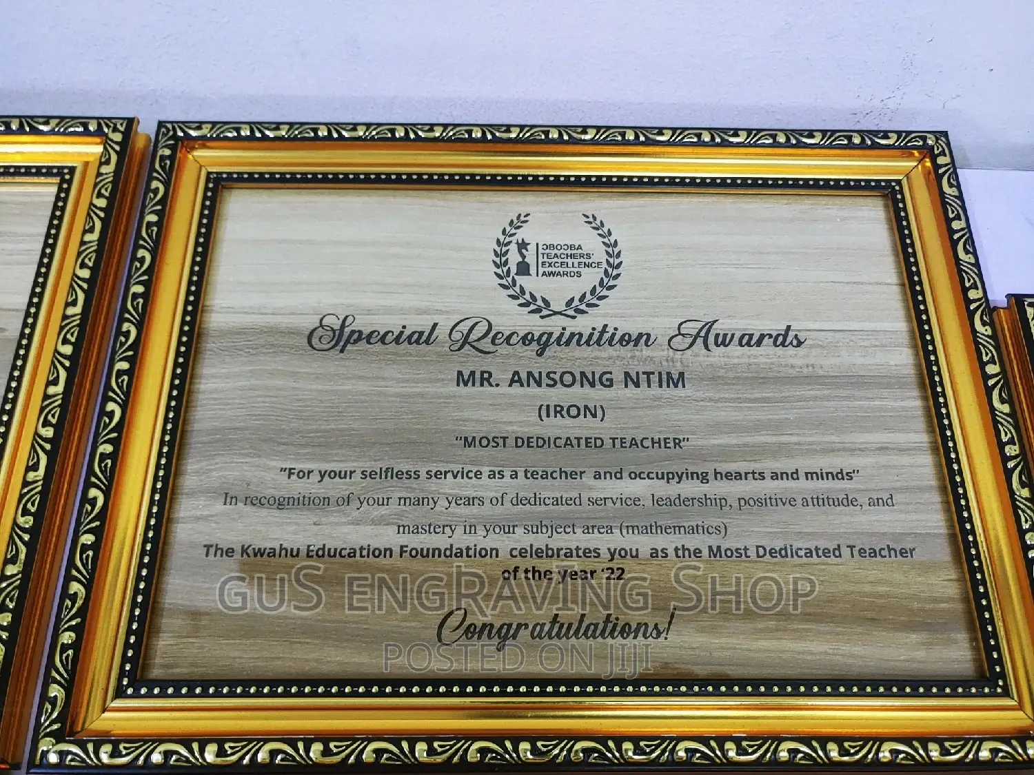 Wooden Citation in Frame