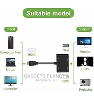 HDMI to HDMI+VGA Adapter With Audio for Dual Display - Black