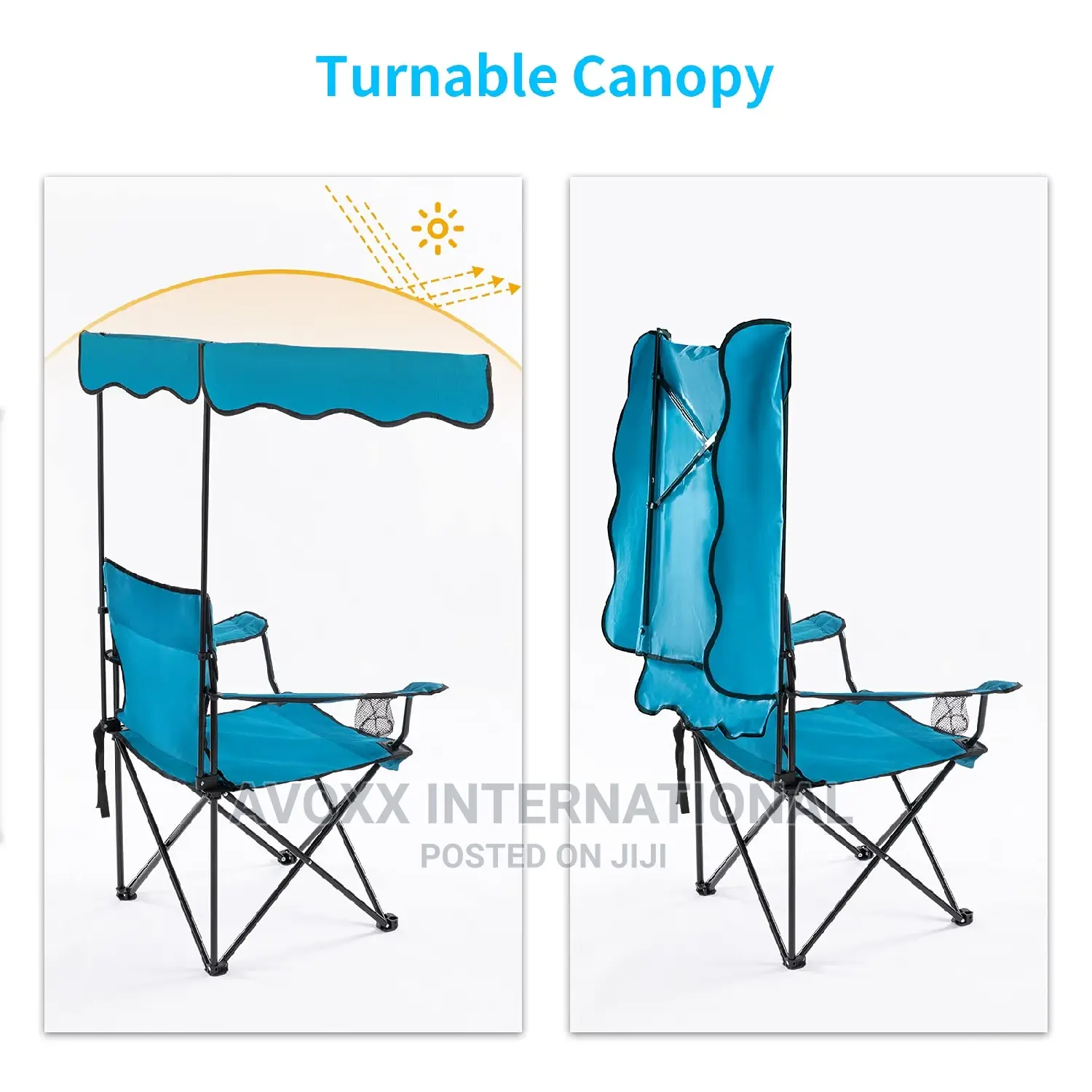 Lamberia Outdoor Camping Chair, Beach Chair W/Canopy Shade