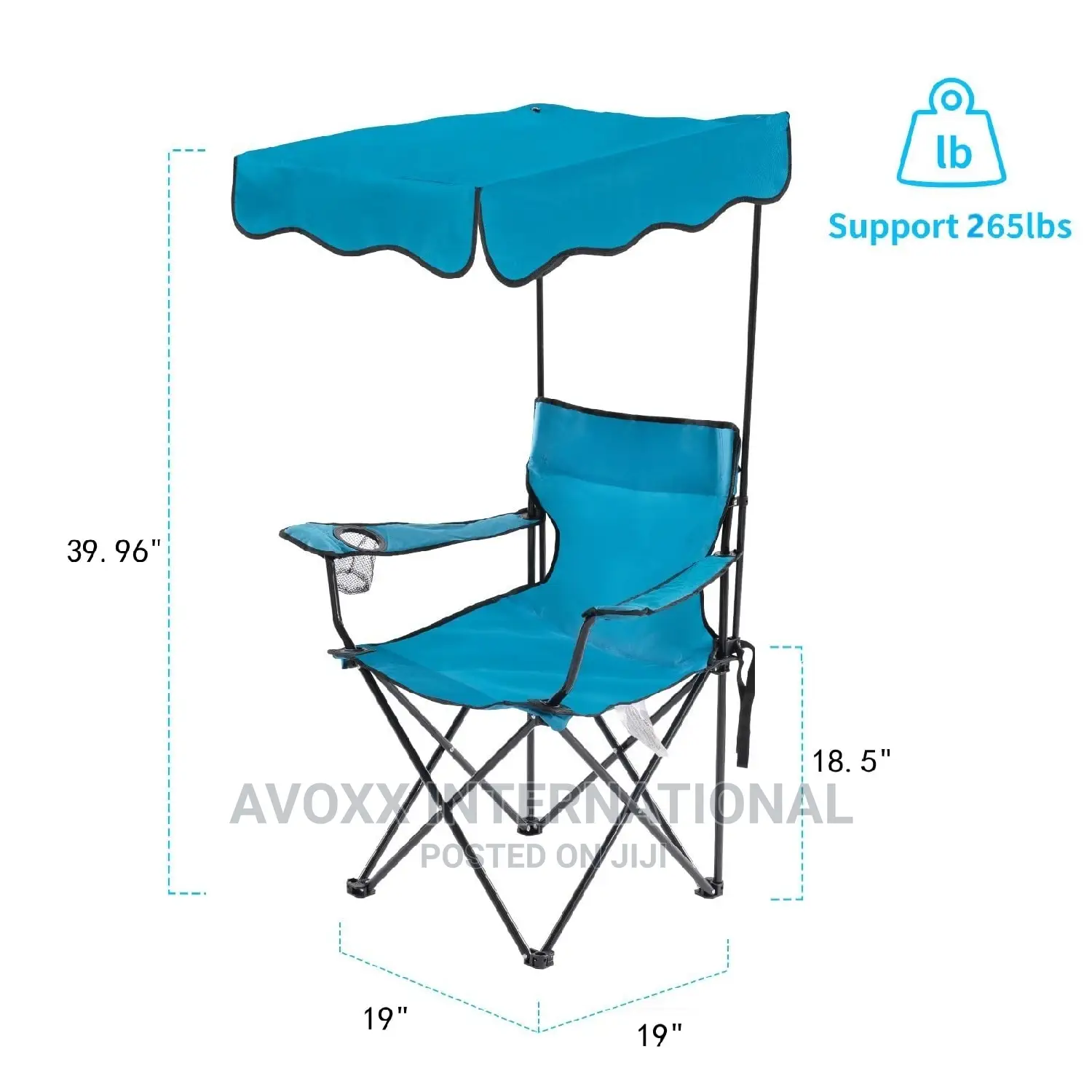 Lamberia Outdoor Camping Chair, Beach Chair W/Canopy Shade
