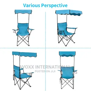 Lamberia Outdoor Camping Chair, Beach Chair W/Canopy Shade