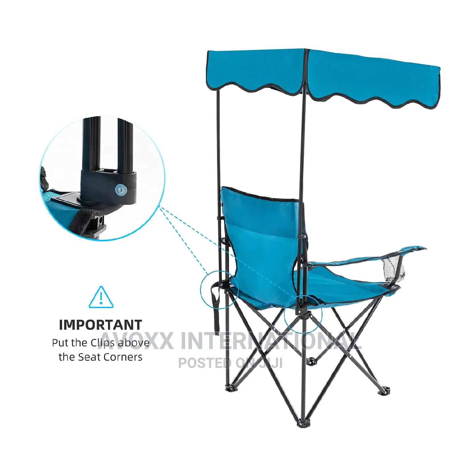 Lamberia Outdoor Camping Chair, Beach Chair W/Canopy Shade