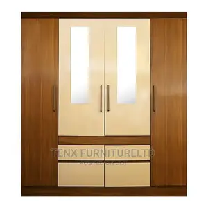 Wardrobe With Hanging Rods ( Brown and Glossy White)