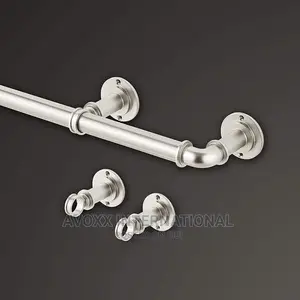 Mode Industrial Room Darkening Curtain Rod Set,72-144"Nickel