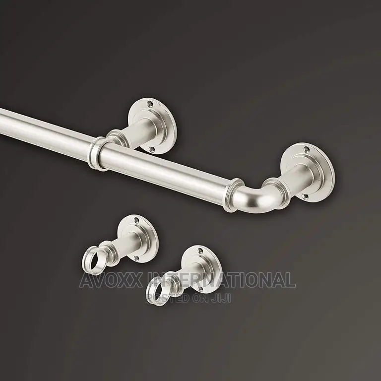 Mode Industrial Room Darkening Curtain Rod Set,72-144"Nickel