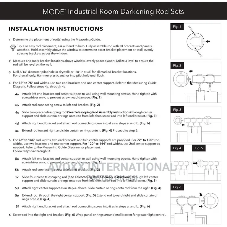 Mode Industrial Room Darkening Curtain Rod Set,72-144"Nickel