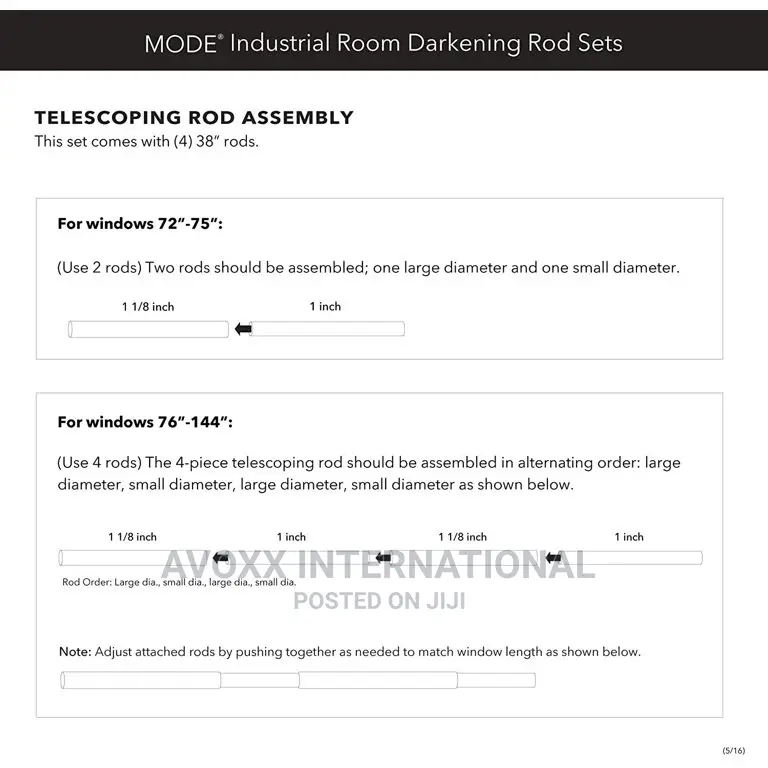 Mode Industrial Room Darkening Curtain Rod Set,72-144"Nickel