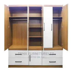 WARDROBE (White and Wood Grain Brown)Hanging Rod