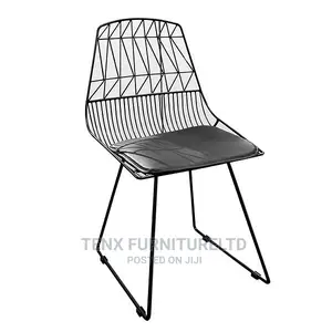 Chair Metal With Black Pu Leather Seater