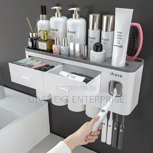 Toothbrush Holder With 4 Cups Wall Mounted,