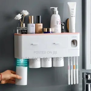 Toothbrush Holder With 4 Cups Wall Mounted,